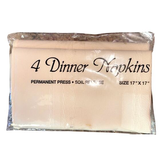 Bardwil Linens Beige Ecru Linen Napkins 17x17 Set of 4 NIP Permanent Press - Picture 1 of 3